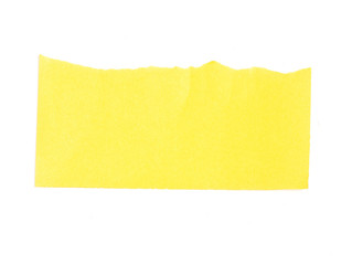 Torn yellow paper banner isolated on white.
