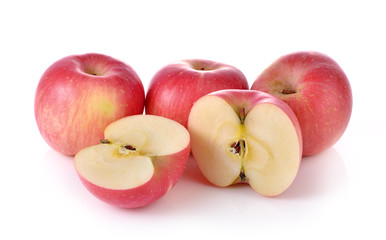 Red ripe apple on white background