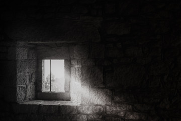 Window in a medieval castle