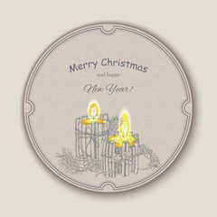 Christmas Candle  in doodle style black on white