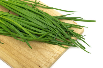 green onions on the white background