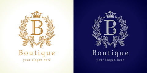 Naklejka premium The boutique logo. The luxurious letter B icon in vintage style.