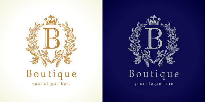 The boutique logo. The luxurious letter B icon in vintage style.