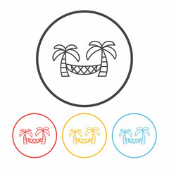 Coconut tree hammock line icon