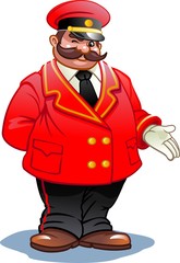 Doorman in a red suit