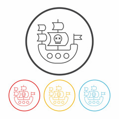 pirate ship line icon