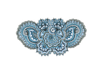 Marker painted decorative ornament. Indian eastern lacework 