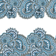 Ornamental eastern repeated stripe frame. Lace ethnic border