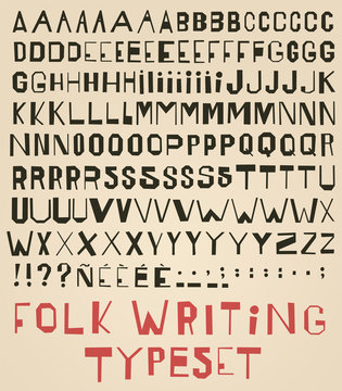 folk writing typeset