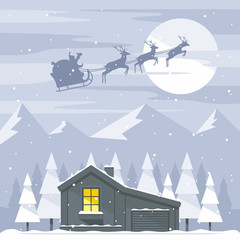 Forest house with the Christmas tree