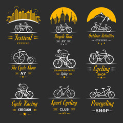 Naklejka premium Set Vintage Cycling and Bicycle Sign and Badges