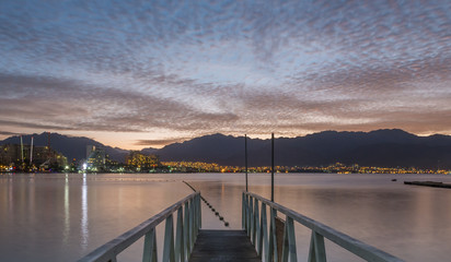 Dawn at the central beach of Eilat - famous resort and recretional city in Israel