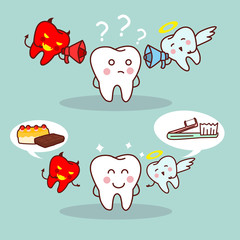 cute cartoon teeth think