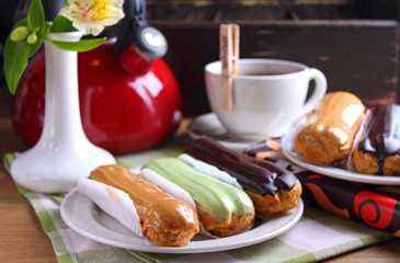 eclair cakes with different fillings