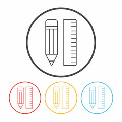pencil and ruler line icon