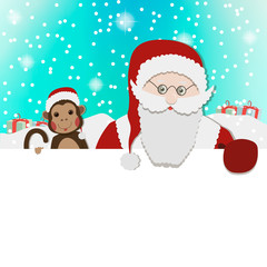 Santa Clause Christmas Monkey Cartoon Character 