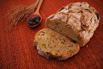 slice of multi grain bread with decorated