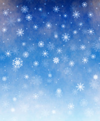 Naklejka na ściany i meble Falling snow christmas card. Winter abstract background illustration.