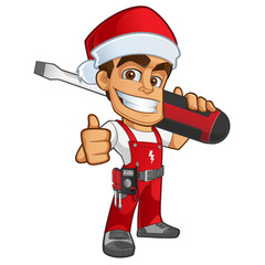 Electricista vestido de papa noel