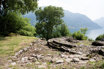 a panoramic view from isola Comacina, Como lake, Italy