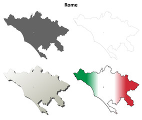 Fototapeta premium Rome blank detailed outline map set