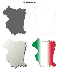 Obraz premium Pordenone blank detailed outline map set