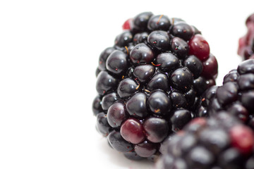 Blackberries on white background 