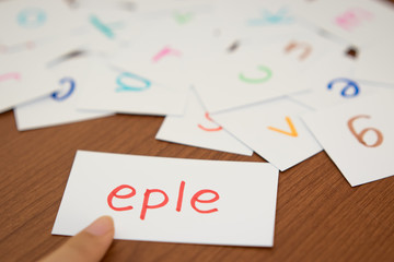 Norwegian; Learning the New Word with the Alphabet Cards; Writin