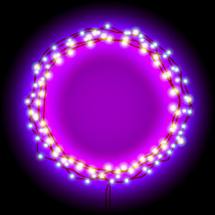 Round frame with garlands and lights