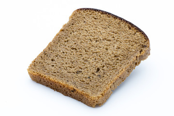 Dark rue bread on a white background.
