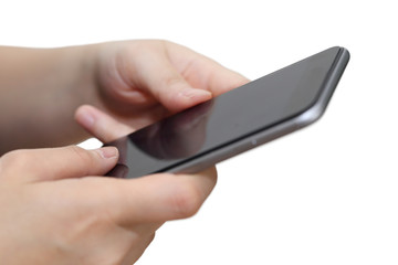 female playing smartphone
