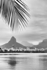Skyline view of Lagoa lagoon in Rio de Janeiro Brazil with Ipanema and Leblon on the horizon behind...