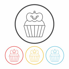 halloween cupcake line icon