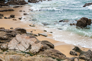 Fototapeta na wymiar Seascape Rocky Sandy Beach
