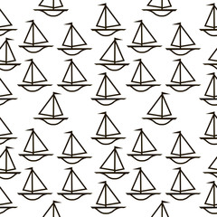 Ship seamless pattern on white.