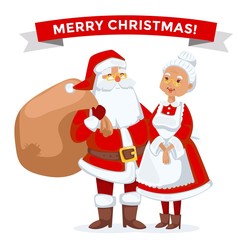 Santa and Missis Claus cartoot family vector