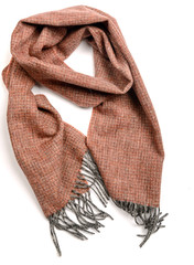 Brown lamb wool scarf isolated