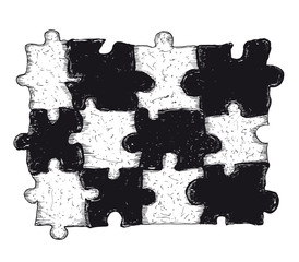 Hand drawn jigsaw puzzle elements