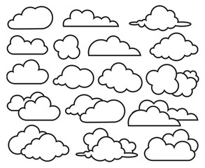 monochrome illustration of clouds collection