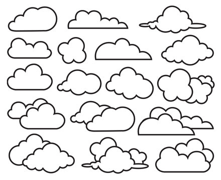 monochrome illustration of clouds collection