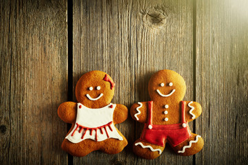 Christmas homemade gingerbread couple cookies