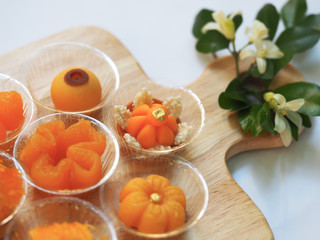 thai sweet dessert cuisine gourmet  with wood background