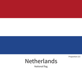 National flag of Netherlands with correct proportions, element, colors