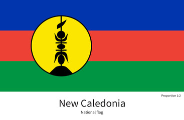 National flag of New Caledonia with correct proportions, element, colors