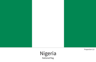 National flag of Nigeria with correct proportions, element, colors