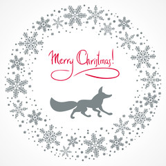 Christmas sbackground with fox silhouette