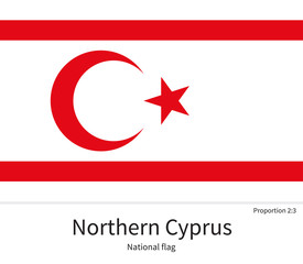National flag of Northern Cyprus with correct proportions, element, colors