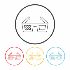 3D glasses line icon