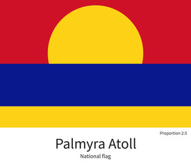 National flag of Palmyra Atoll with correct proportions, element, colors
