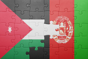 puzzle with the national flag of afghanistan and jordan